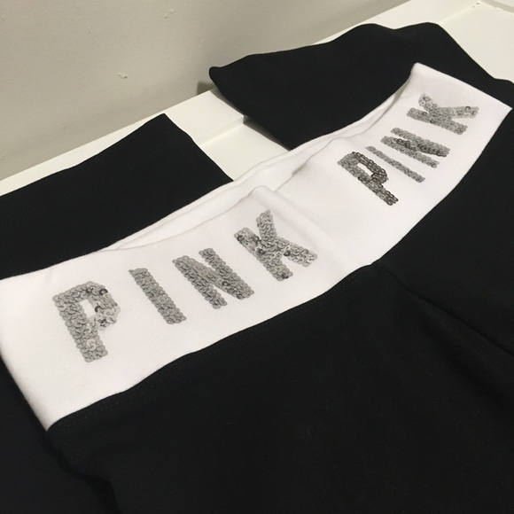 🆕VICTORIA’S SECRET PINK - BLACK BLING YOGA PANTS - Picture 9 of 11
